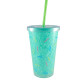 Vaso con Sorbito Diseño Confetti Verde