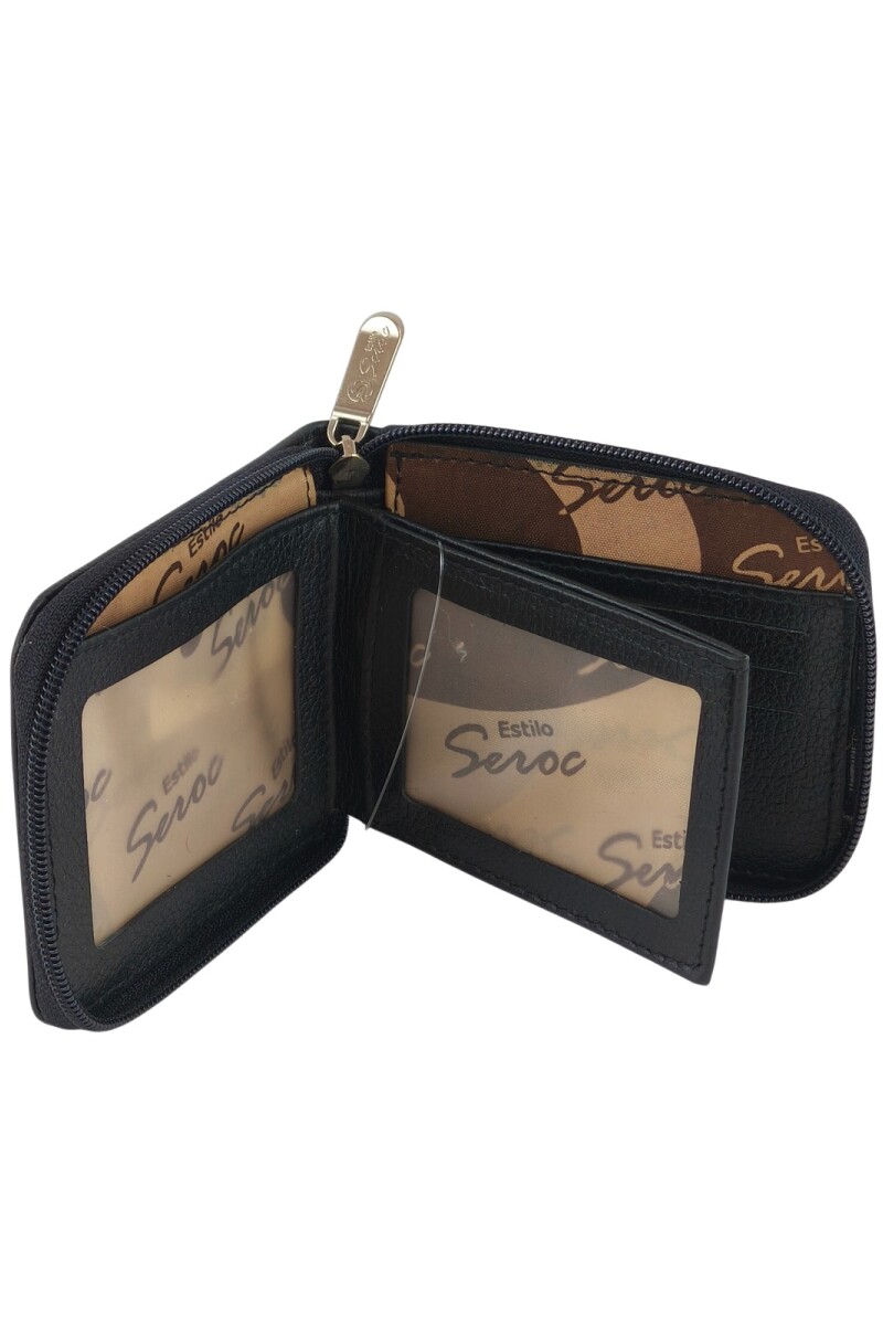 Billetera con cierre en cuero Negro