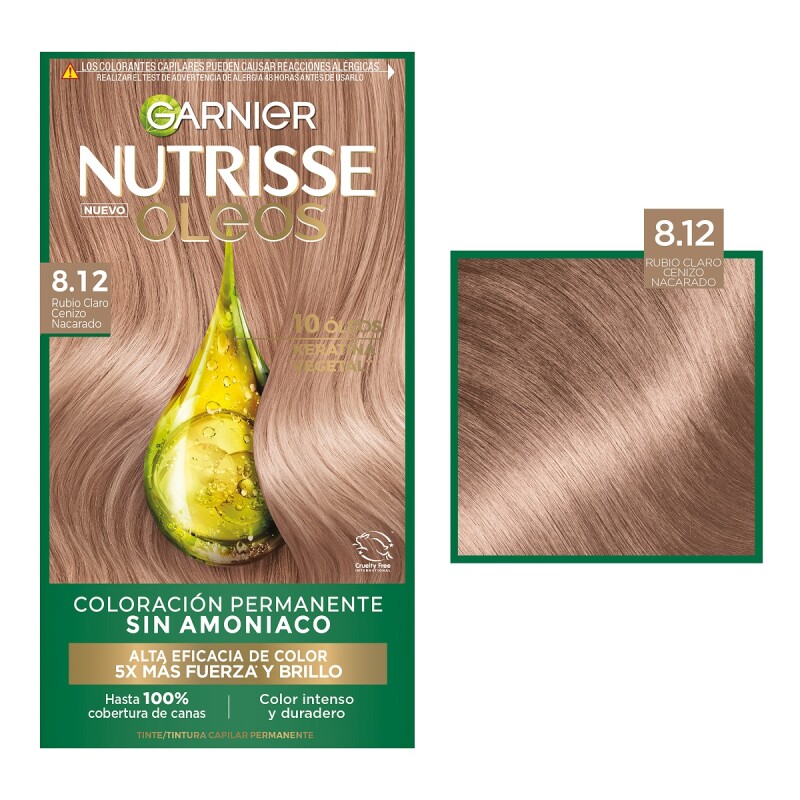 Tinta Garnier Nutrisse Oleos N°8.12 Rubio Claro Platinado Tinta Garnier Nutrisse Oleos N°8.12 Rubio Claro Platinado