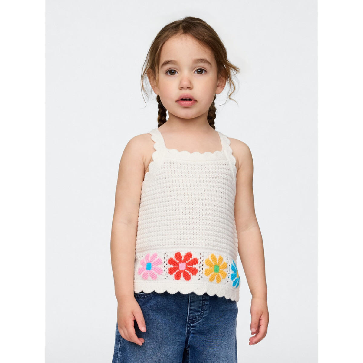 SL CROCHET FLORAL TANK - IVORY FROST 