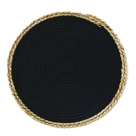 Mantel Individual en Fibra Natural y Algodón Ø38Cm Paramount Negro