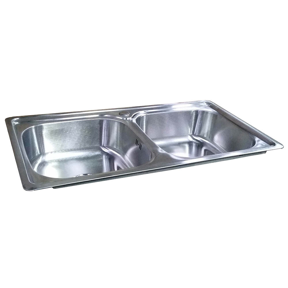 PILETA DOBLE DE ACERO INOXIDABLE MATE 201 78x44 CM Pileta Doble De Acero Inoxidable Mate 201 78x44 Cm