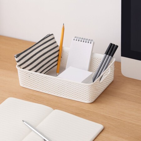 CESTO CANASTO ORGANIZADOR 23X16X6CM Blanco