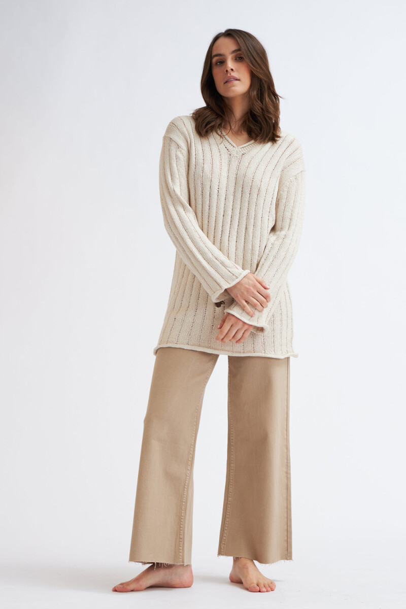Pantalón de jean ancho Beige