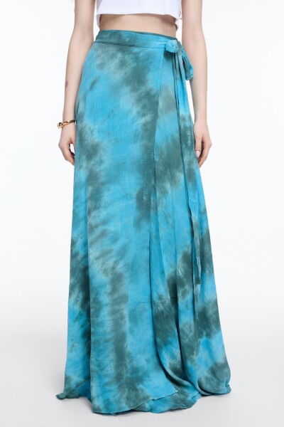 Falda maxi de gasa batik Turquesa