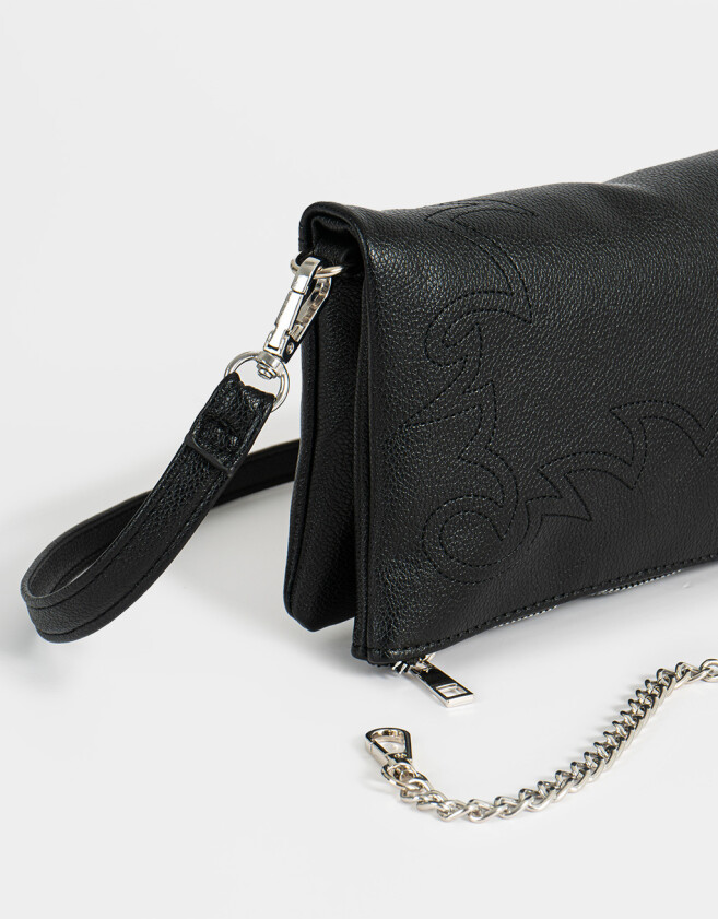 Bandoleras Boho Bandolera De Cuerina Con Solapa - Negro