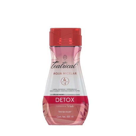 Teatrical Agua Micelar Detox 4 en 1 con Extracto de Té Verde 600ml – Limpieza Facial Efectiva y Suave Teatrical Agua Micelar Detox 4 en 1 con Extracto de Té Verde 600ml – Limpieza Facial Efectiva y Suave