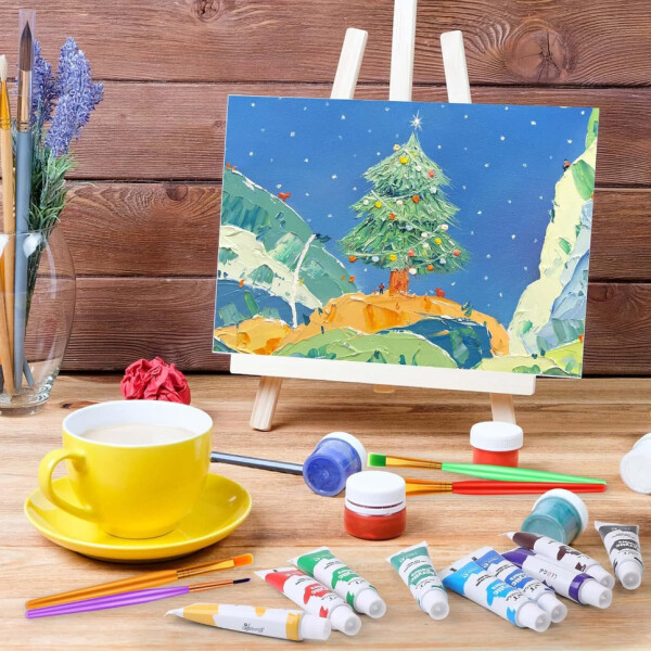 Set Arte Infantil 39 Piezas Caballete Pinceles Pinturas Accs Variante Color Rojo