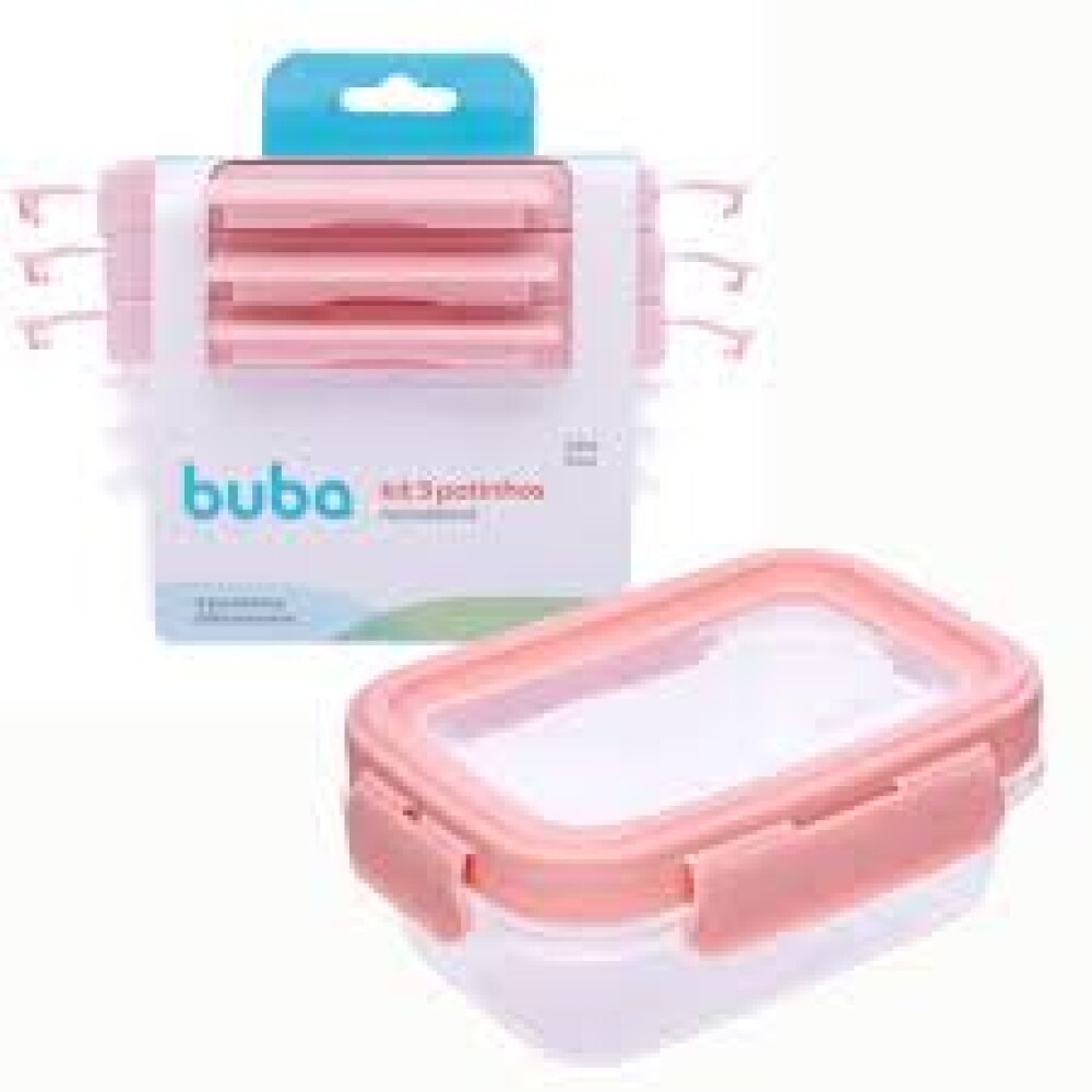 Set Tuppers X3 Herméticos BUBA rosa