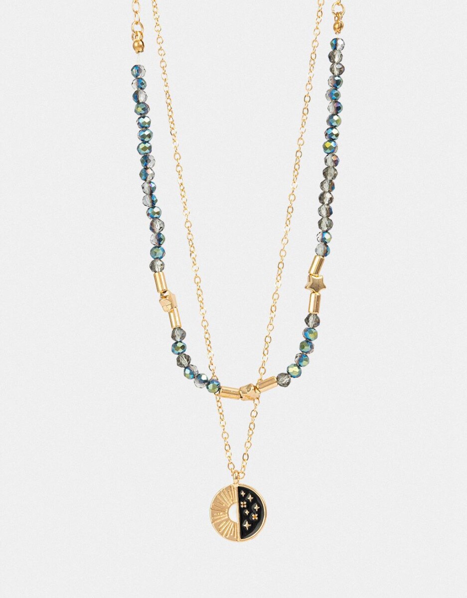 Collar Con Dije Medio Sol Media Luna Estrellas "trust Your Star" 