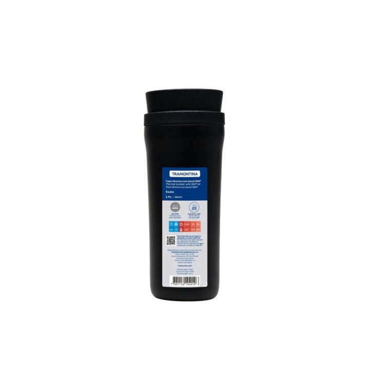 VASO TERMICO CON BOCAL TRAMONTINA EXATA 460ML NEGRO VASO TERMICO CON BOCAL TRAMONTINA EXATA 460ML NEGRO