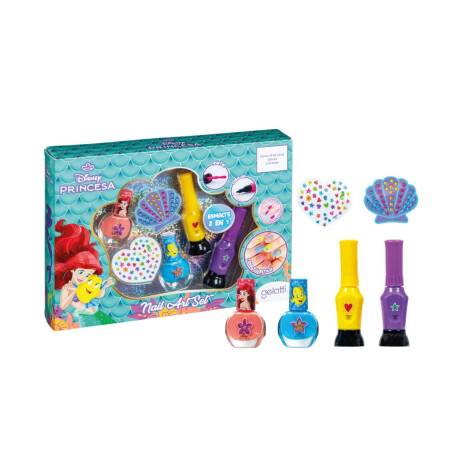 Set Disney 4 esmaltes + Gemas + Stickers Ariel