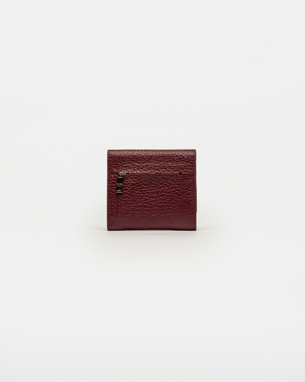 Billetera Cataluña En Cuero Graneado Burgundy Niquel