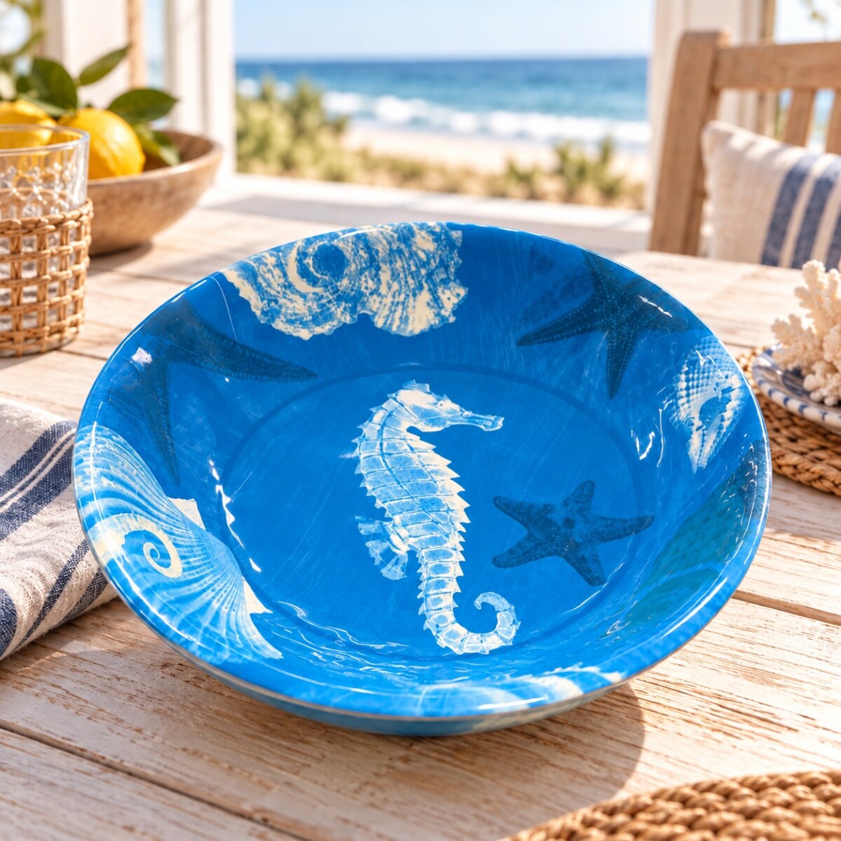 Bowl Ensaladera de Melamina 34 cm Diseño Marino - Azul Marino 