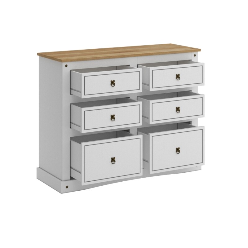 Comoda 6 Cajones Linea Rustica Blanca Comoda 6 Cajones Linea Rustica Blanca