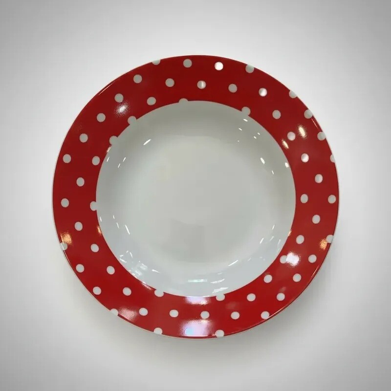 PLATO HONDO CON DISEÑO DE LUNARES ROJO PLATO HONDO CON DISEÑO DE LUNARES ROJO