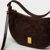 Cartera al Hombro Lua En Cuero Gamuza Marron