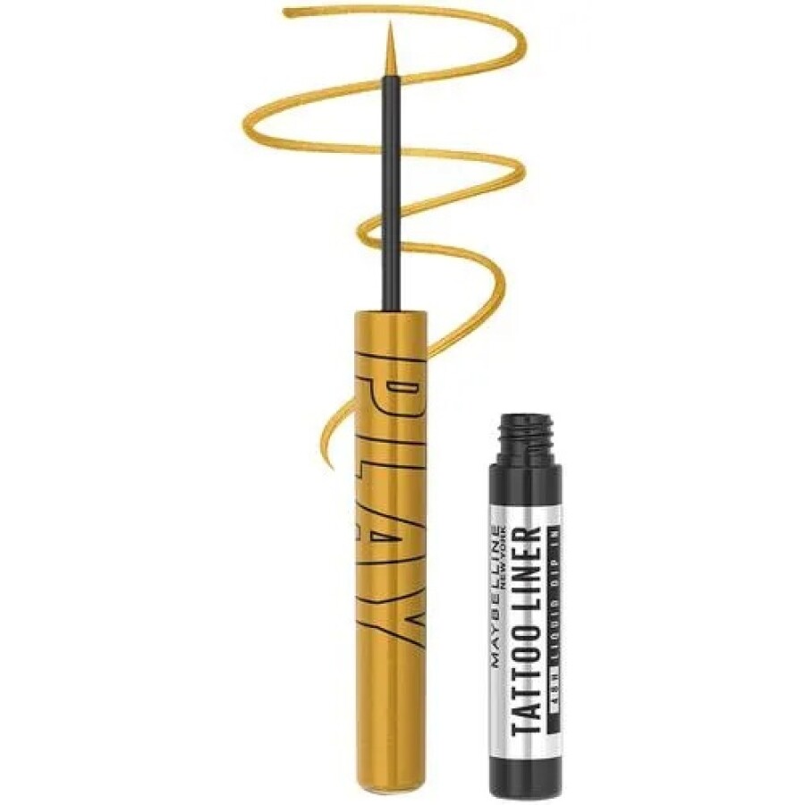 Delineador Líquido Tattoo Liner Play Drop Dorado Metálico - Maybelline Delineador Líquido Tattoo Liner Play Drop Dorado Metálico - Maybelline
