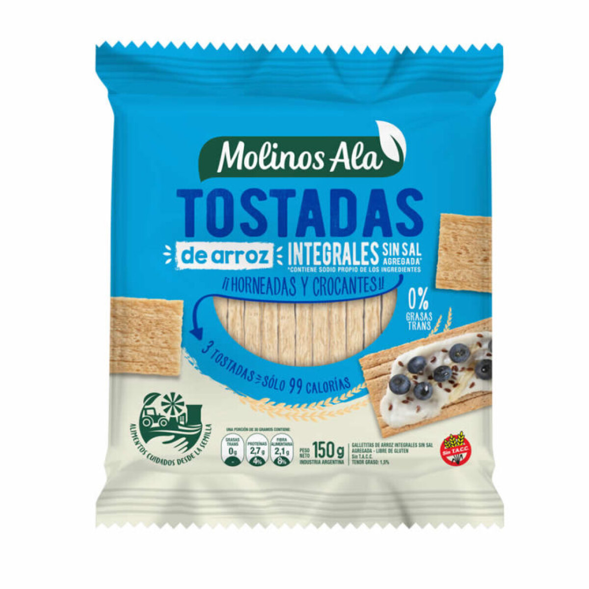 Tostada de arroz integral sin sal 150g MOLINOS ALA 