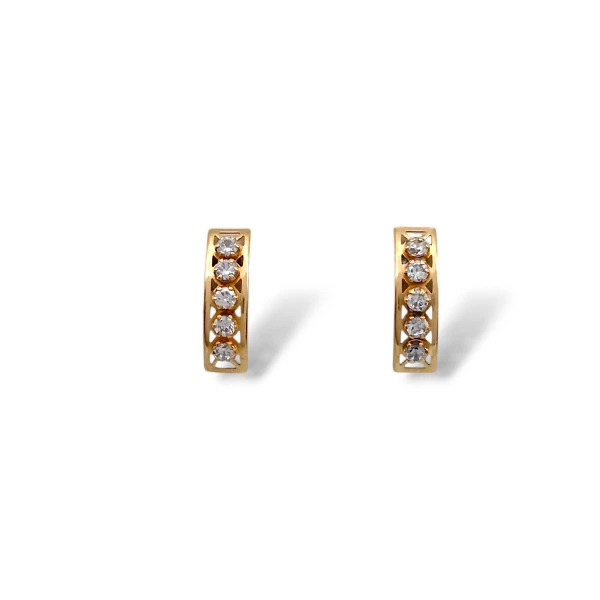 Caravanas Fila de oro- Oro bajo -Zirconia blanca - CA8283 conpiedra