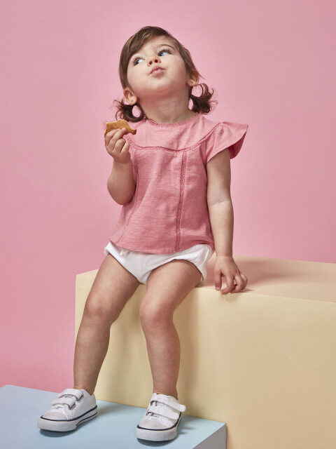 Camiseta Con Tiras Rosa