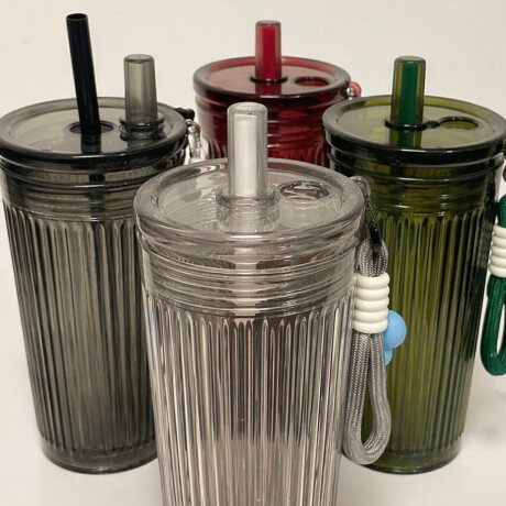 Vaso acrílico con sorbito y colgante flor 750ml Rosado