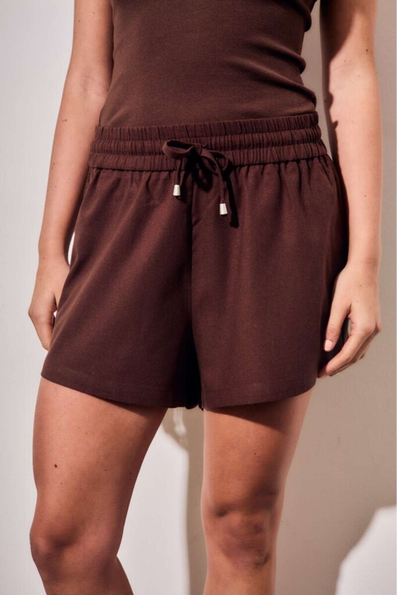 Short Con Lino - Marron 