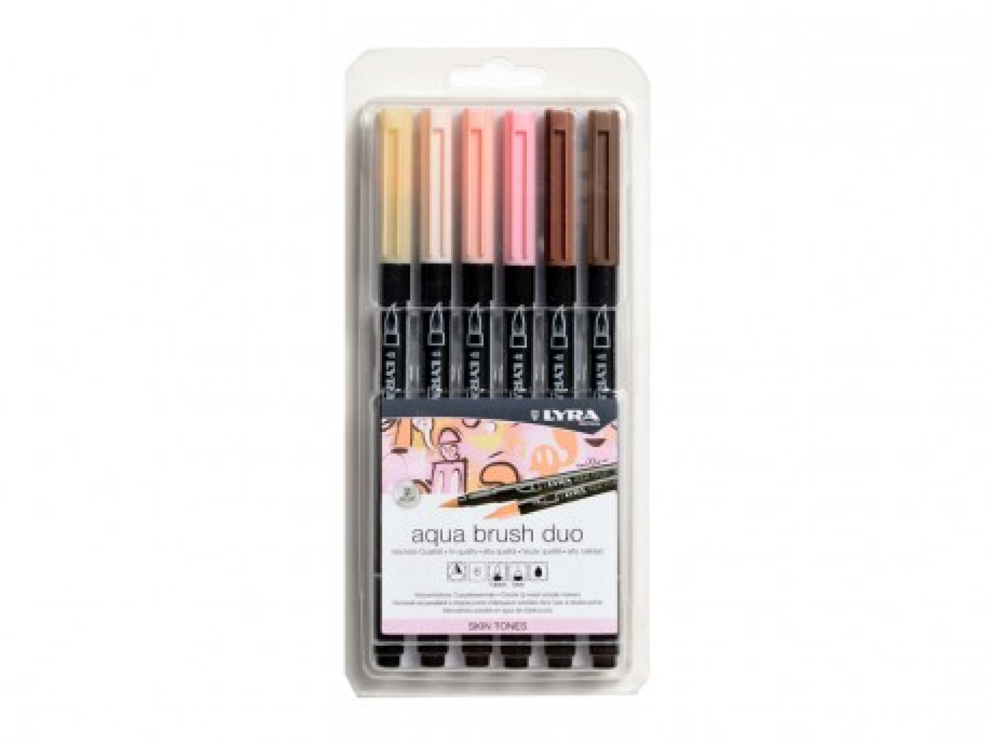 Lyra aqua brush duo pastel tones set astuccio 6 pezzi - Nadir Cancelleria