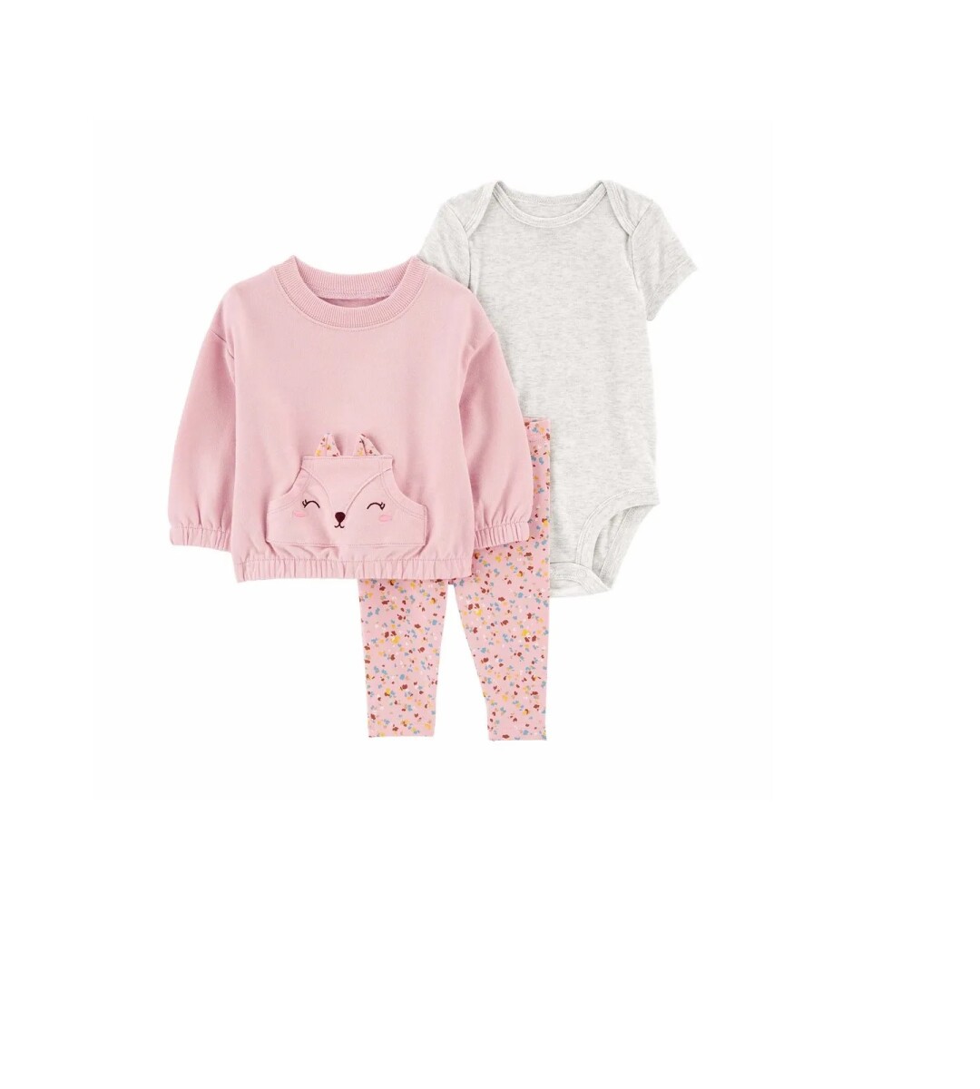 Conjunto de algodón, calza, buzo y bodie Carters Rosa RN 
