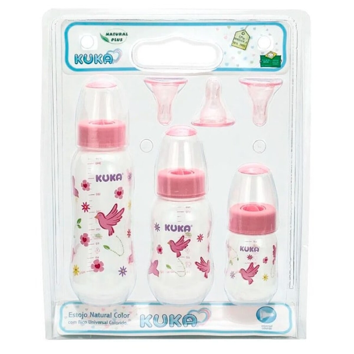 Set X3 Mamaderas Natural Plus Anatómica Kuka - Rosa 