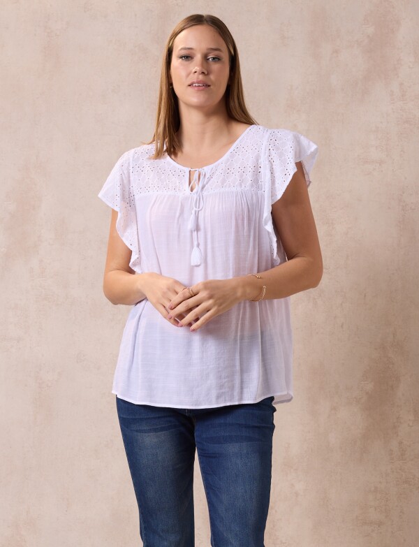Blusa Broderie Cordel BLANCO