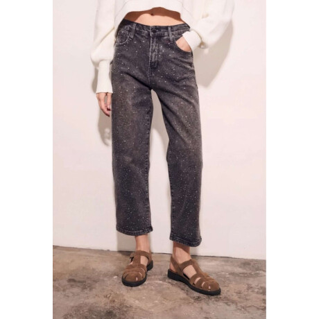 Jean Recto Apliques Negro