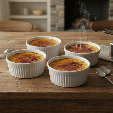 Set x4 Ramequin redondo 8x4 cm porcelana blanco BLANCO