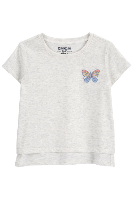 Remera de algodón con bordado mariposa Sin color