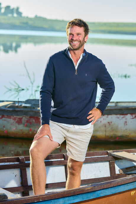 Sweater Medio Cierre Estribo Azul