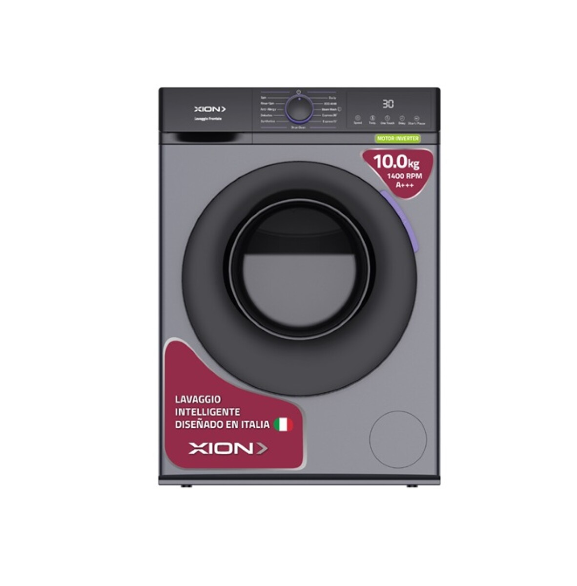 Lavarropas Xion 10kg carga frontal Gris XI-LAV100F 