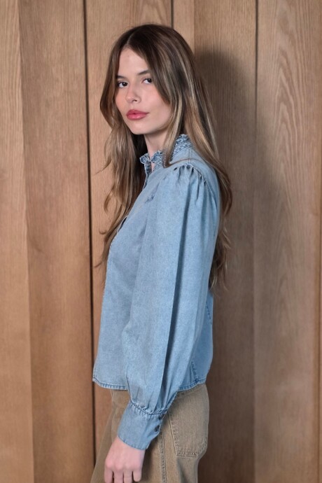 Camisa Mecha Denim Celeste