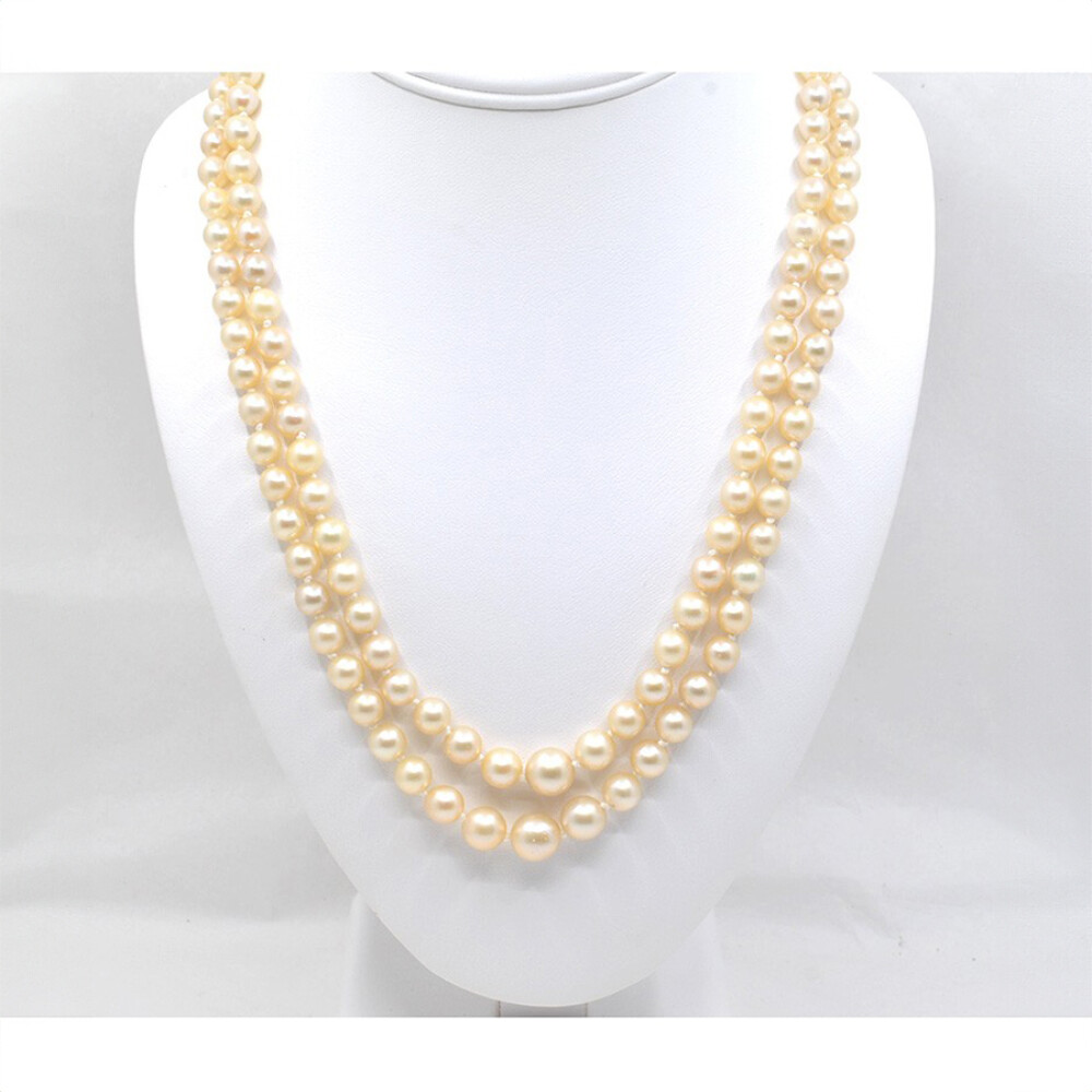 Collar Perlas De Cultivo Dos Vueltas, Broche De Oro 18 K, Brillantes Y Perlas Collar Perlas De Cultivo Dos Vueltas, Broche De Oro 18 K, Brillantes Y Perlas