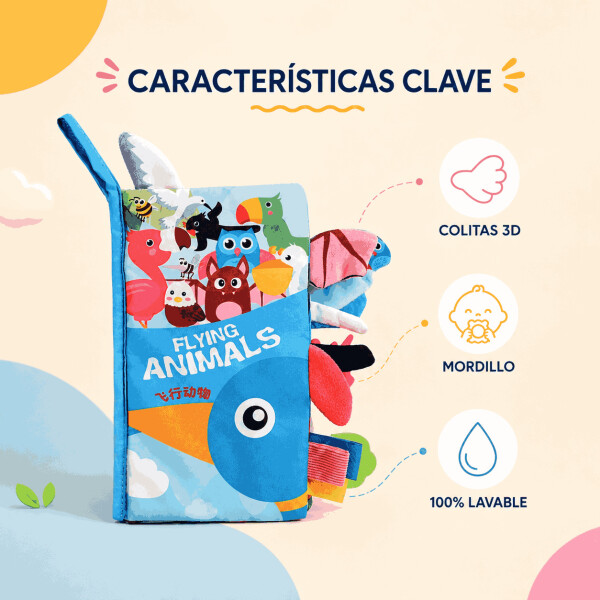 Libro Sensorial para Bebé con Colas, Mordillo y Sonidos Azul