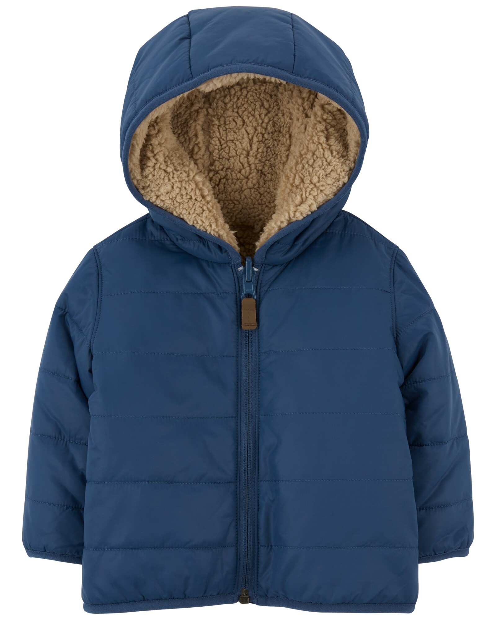 Campera reversible azul y con sherpa Sin color