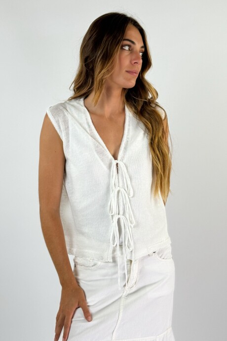 CHALECO TEJIDO EN LINO FILIPA Blanco