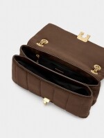 Bolso De Hombro Efecto Piel Con Solapa marron