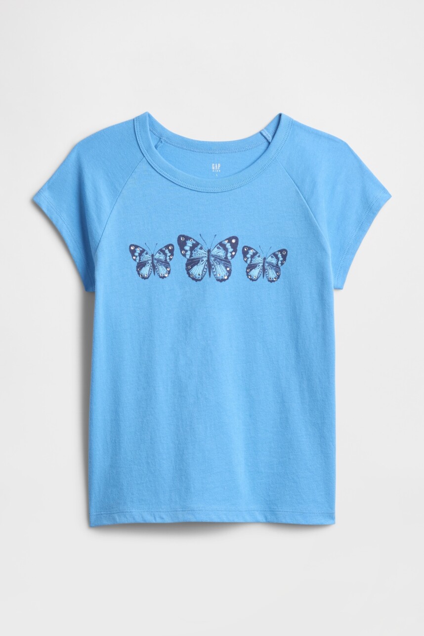 Remera Raglan Niña Blue Butterflies