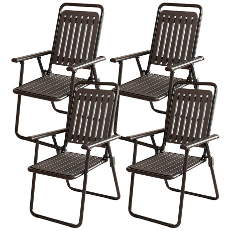 Set X4 Silla Plegable Metal Jardín Patio Exterior Marron