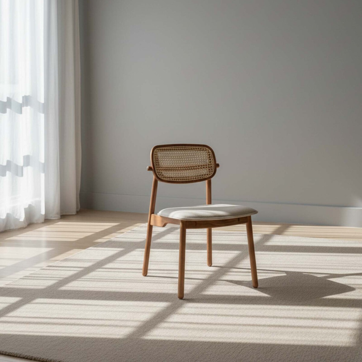 SILLA DE COMEDOR - RATTAN-Y-MADERA NATURAL-BEIGE DANIELLE 