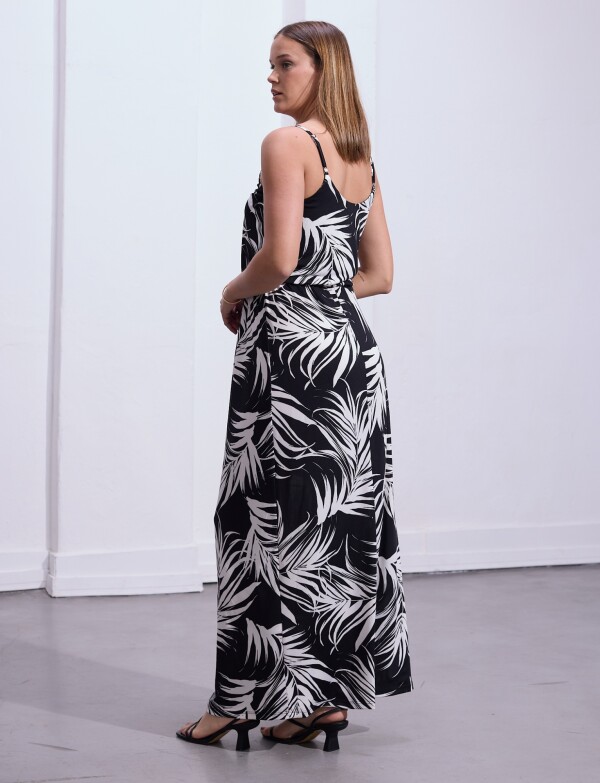 Vestido Maxi Bretel Metal NEGRO/BLANCO
