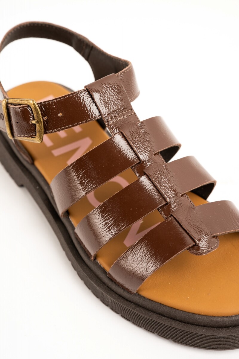 Sandalias Cangrejeras De Cuero Chocolate