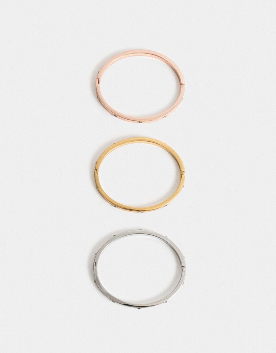 Pulseras Rígidas Sets Premium Gold - Dorado Oro Rosa 