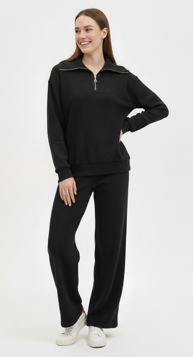 Pantalón Canelado. - Negro 