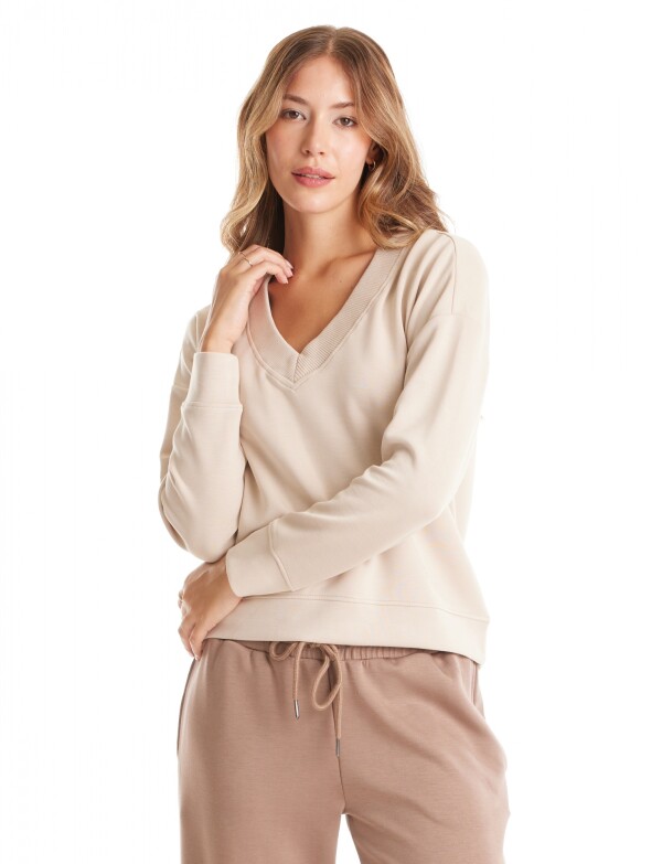 Buzo Modal Esc V BEIGE